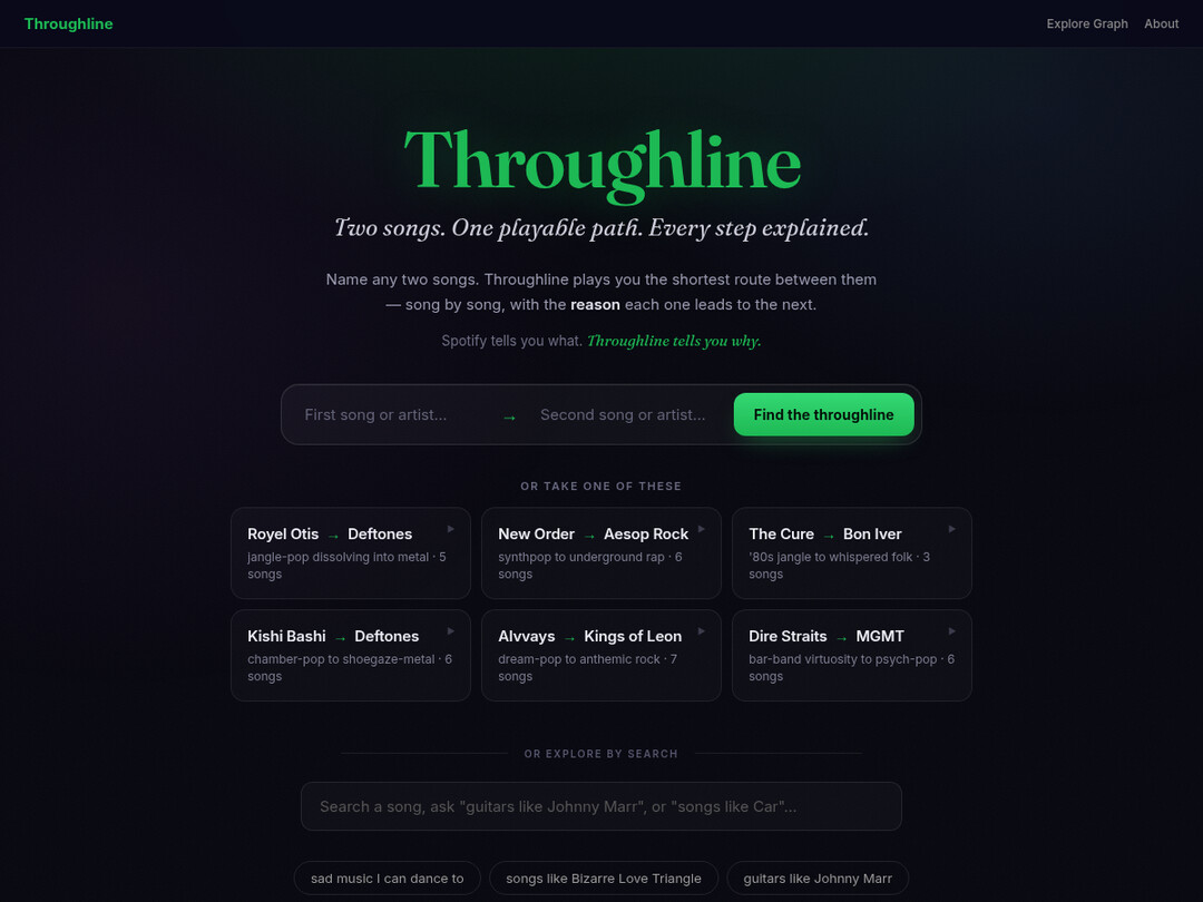The home is now a bridge machine — name two songs and it builds the route between them